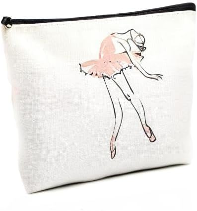 fkovcdy Ballet Makeup Bag - Ballerina Dance Bag for Dancer Gift, Ballet Lover, Teacher, Recital - Zipper Bag for Female Friend Birthday Gift