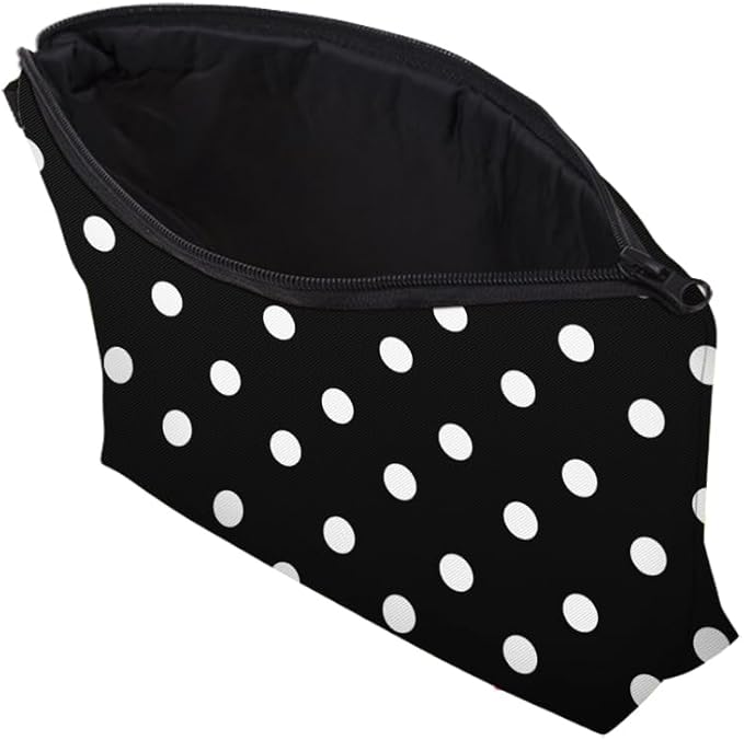 Small Makeup Bag Cosmetic Bag for Women, Pretty Design Organizer Case with Zipper Closure, Lightweight and Water-Resistant Make Up Bag - 8.65"x 5.35" x 7.08"(Polka Dot)