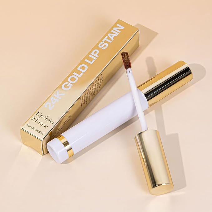 All Day Lip Stain Peel Off Gold Liquid Lip Gloss Tattoo, Ruby Red Matte Finish Peel Off Lip Stain Masque, Long Lasting Waterproof Lip Tint, Transfer-proof for All Skin Types 03#