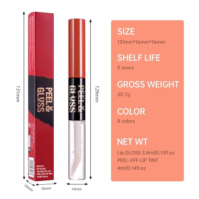 3Pcs Peel Off Lip Gloss Tattoo and Lip Oil, Lip Stain Peel Off Masque - Peel Off Lip Tint ,Long Lasting Waterproof Transfer-proof Lip Mask Lip Gloss Peel Off Lip Liner,Stay Lip Makeup 03#+04#+05#