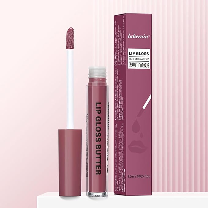 Brown Nourishing Lip Plumper Gloss, Wine Red Moisturizing High Shine Nude Lip Glow Oil, Long Wear Hydration Mini Liquid Lipstick Makeup, Fresh Lightweight Glossy Plumping Lip Gloss for Women (01#)