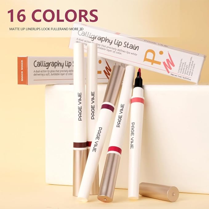 Matte Calligraphy Liquid Lip Liner Lipstick Pencil, Fire Brick Long-Lasting Transfer-Proof Lip Stain, Lightweight Lipstick, Sheer Buildable Color, Fades to a Natural Wash of Colors