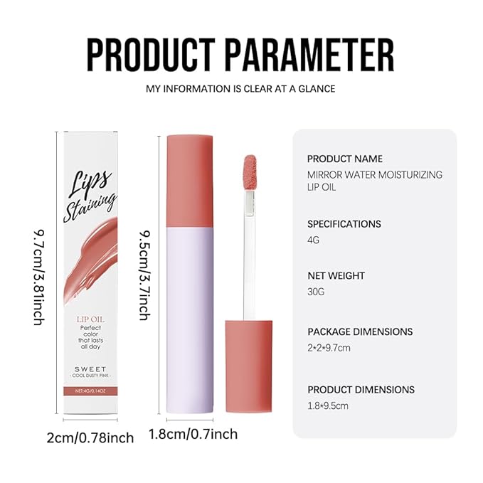 Nourishing High-Shine Lip Gloss,Hydrating & Moisturizing Lip Tint, Non-Sticky, Long-Lasting Glossy Lip Stain,Softens & Plumps Lips for Smooth,Gentle Formula for Dry Lips 03#Cool Dusty Pink