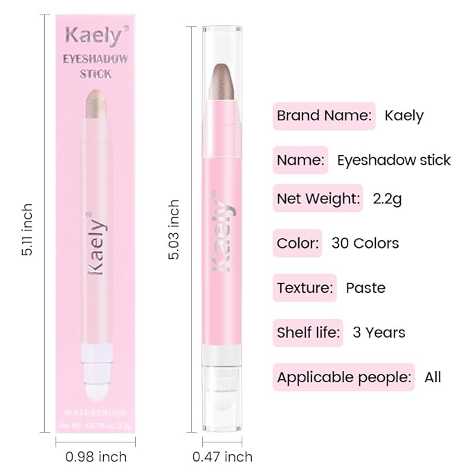 evpct 1Pcs Taupe Shimmer Cream Eye Shadow Brightener Sticks for Eyes Waterproof Pigmented, Double Ended Cream Eyeshadow Stick Pencil Pen with Applicator, Eye Shadow Palette Highlighter Makeup 19#
