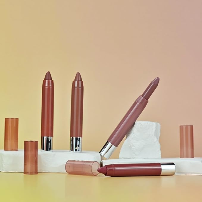 2Pcs Mauve & Pink Hydrating Cream Lipsticks Lip Crayon for Women, Moisturing Lipstick Longwear Lip Liner Crayon Set for Ombre Shades, Matte Creamy Lips Stick Natural Nourishing Lips Balm Set, B