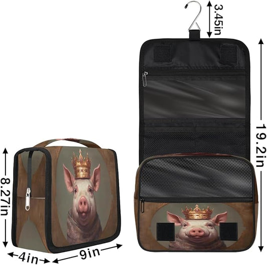 Travel Toiletry Bag for Women & Men Funny Animal Pig Hanging Cosmetic Organizer Portable Waterproof Makeup Case Make Up Bag with Compartments Travel Essentials for Bathroom Shower