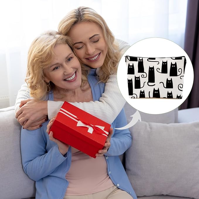 Cat Makeup Bag Cat Gifts Cosmetic Bag Cat Lover Gifts for Women Girls Friends Colleague Cat Themed Gifts Cat Stuff Travel Organizer Zipper Pouch Graduation Birthday Friendship Gifts