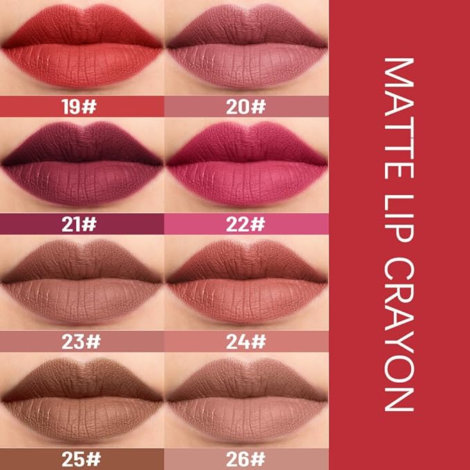 evpct British Red Hot Lip Liner Crayon Pencils Set for Women, Matte Lip Stick Crayon Long Lasting, Lips Pencil Liner and Lipstick set, Lipliner Pencil 24 Hours Long Wearing Lipstick Built-in Sharpener