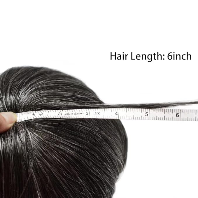 FACE MIRACLE Toupee for Men French Lace Hairpiece Human Hair Replacement System Skin PU Mens Toupee V-Looped Front Hair Piece 6"X8" #1B40 1B# OFF BLACK WITH 40% SYNTHETIC GREY-80% Light Density