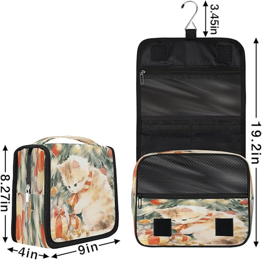 Travel Toiletry Bag for Women & Men Cute Animal Cat Art Hanging Cosmetic Organizer Portable Waterproof Makeup Case Make Up Bag with Compartments Travel Essentials for Bathroom Shower