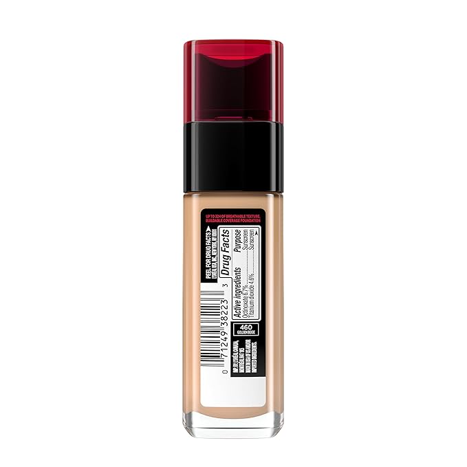 L'Oreal Paris Makeup Infallible Up to 32 Hour Fresh Wear Lightweight Foundation, 460 Golden Beige, 1 Fl Oz, Packaging May Vary