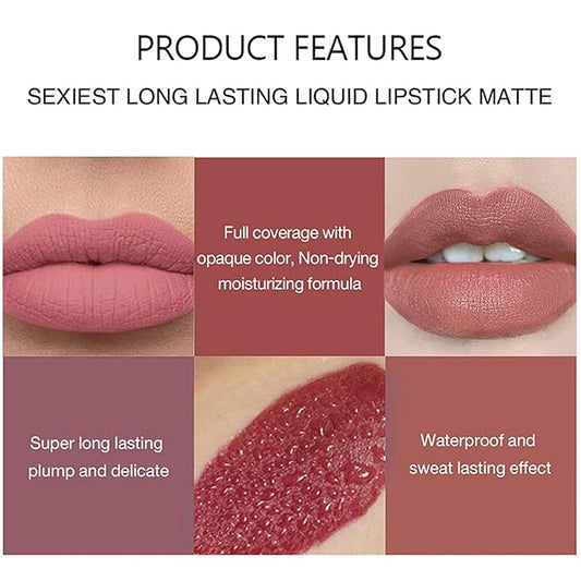 3Pcs Nude Matte Lipstick Set, Ice Cream Velvet Smooth Matte Lip Gloss, 24 Hour Natural Long Lasting & Nourishing Lip Glaze Non-stick Cup for Women Makeup (Set A)