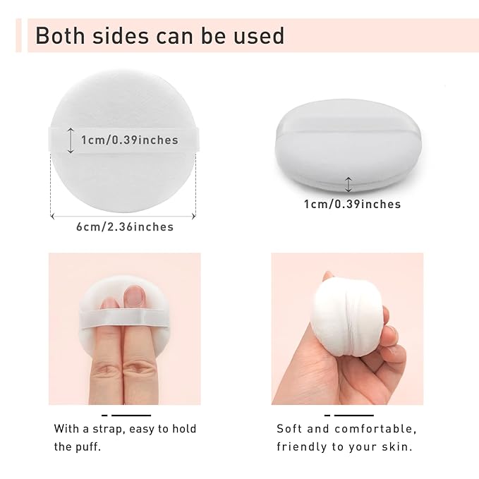 12 PCS Cotton Powder Puff Face Makeup Puff Pads 2.36 Inch, Velour Round Fluffy Puff for Loose Powder Foundation (White)