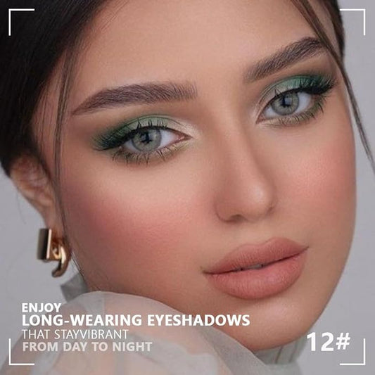 evpct Eyeshadow Quad Palette, Cyan Festival Forest Dark Green Glitter Shimmer Metallic Matte High Pigment Mini Eye Shadow Palette Makeup for older Women, Smudge Proof Vegan Cruelty-free, Green Series