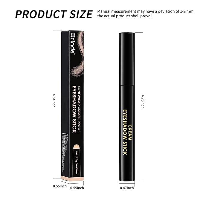 Erinde Waterproof Eyeshadow Stick, Cream Eye Shadow Stick, Long-Lasting, Crease-Proof, Cream to Powder Buildable & Blendable Eye Shadow Pencils Crayon, Vegan & Cruelty-Free, 14 Stone