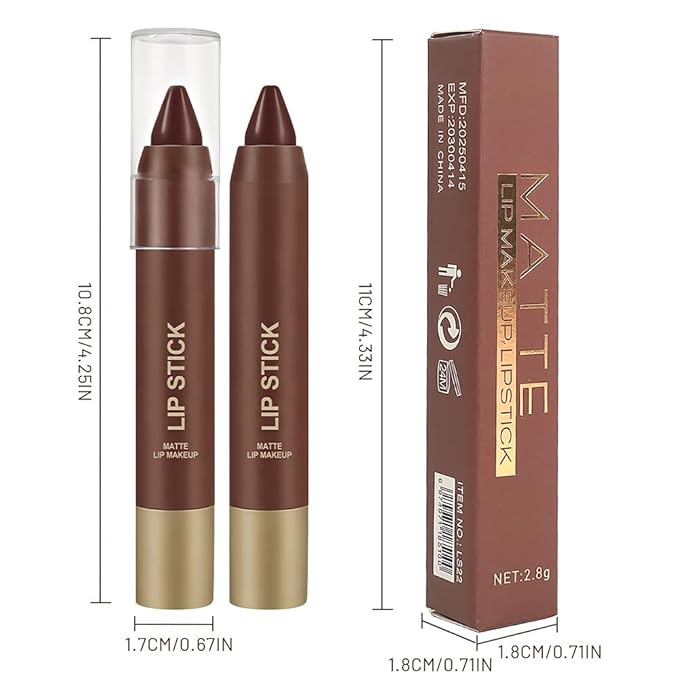 BINGBRUSH 2 in 1 Lip Liner and Lipstick Combo, Matte Lipstick Long Lasting Waterproof Lip Pencil Crayon, Smudge Proof Lip Stain,Hign pigmented Women’s Makeup(04#Spiced Cocoa)
