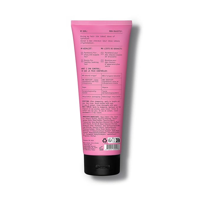 Divine Hydration Hair Conditioner, EWG Verified, Infused with Panthenol and Biotin, For Dry, Brittle Hair, Clean Ingredients, Vegan, Tropical Scent, 8 Fl Oz