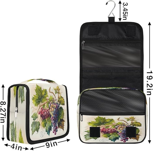 Travel Toiletry Bag for Women & Men Colorful Fruit Grapes Hanging Cosmetic Organizer Portable Waterproof Makeup Case Make Up Bag with Compartments Travel Essentials for Bathroom Shower