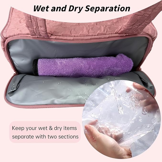 SUNRISING Travel Toiletry Bag for Women,Large Toiletry Bag for Women,Water-Resistant Puffy Cosmetic Makeup Bag Organizer with Handle for Travel Toiletries Skincare Accessories Essentials - Pink