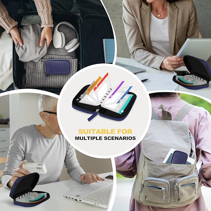 A7-L Timueetech Water-Proof Pill Pouch Set, BPA Free, A7-L Pill Loose-Leaf Storage with Color-Coded Medicine Pouches, Large Reusable Travel Medicine Organizer, Zippered Pill Organizers Weekly