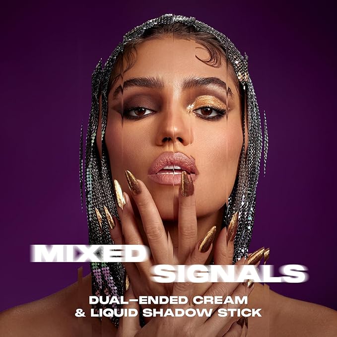 Morphe Mixed Signals Dual-Ended Eyeshadow Stick - Cream Eyeshadow Pigment & Chrome Liquid Flakes for Bold, Layered Eye Makeup Looks - Lover/Fighter (0.96 oz)