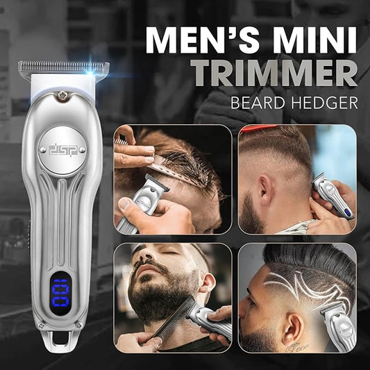 DSP Beard Trimmer for Men, Cordless Hair Clipper Shavers, Facial Hair Trimmer for Beard & Mustache Trimming, Professional Haircut Kit for Men Rechargeable LED Display (Silver)