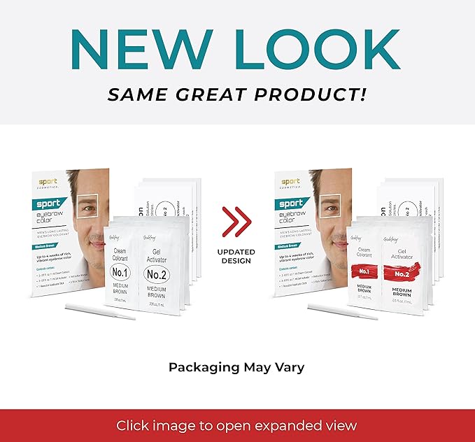 Sport Eyebrow Colorant, Men's Long Lasting Treatment to Cover Gray Brow Hairs, Dark Brown