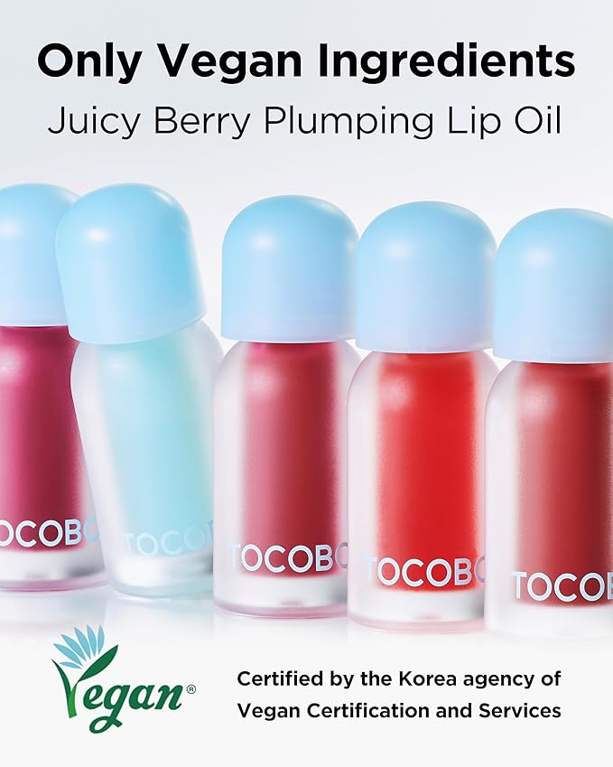 TOCOBO Juicy Berry Plumping Lip Oil 12 Cherry Ade – Korean Vegan Hydrating Lip Oil with Plant Oils for High Shine Gloss - Non Sticky Formula for All Skin Tones, 0.12 fl.oz.