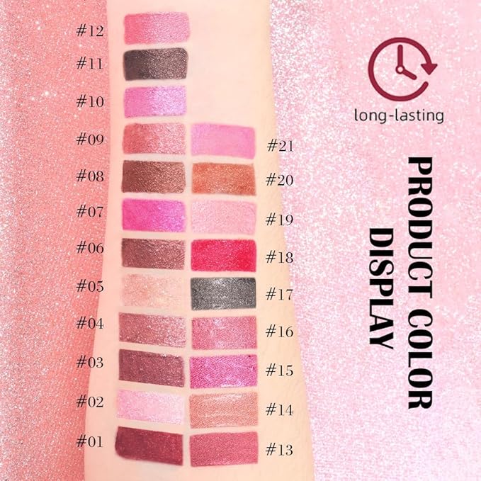 evpct Black Metallic Glitter Lip Liner and Lipstick Combo Lip Gloss Stain Set Makeup for Women Long Lasting Waterproof 24, Goth Gothic Halloween Metallic Shimmer Frosted Iridescent Liquid Lipstick 17
