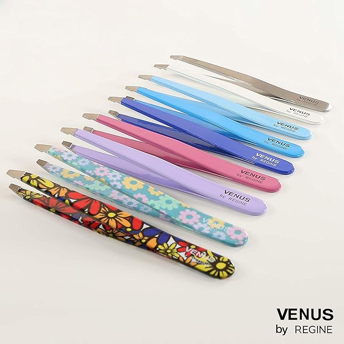 Venus by Regine Slant Tweezers - Handmade Precision Tool for Women & Men, 25-Degree Angle for Shaping Eyebrows & Grooming Facial Contours, Suitable for Eyebrow & Facial Hair Removal (Lavender)