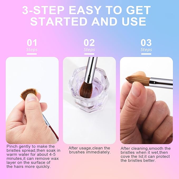 Acrylic Nail Brush Size 4, 100% Real Kolinsky Art Nail Brush for Acrylic Powder Application, Handmade Women Manicure Nail Extension Tool for Professional DIY Home Salon and Beginners