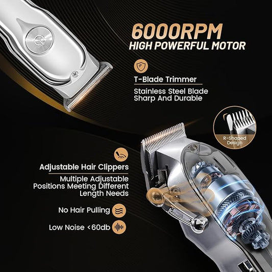 Mensure Hair Clippers for Men, Home Haircut Kit with Scissors, Comb & Guide Combs, Cordless Hair Trimmer Set for Family Use