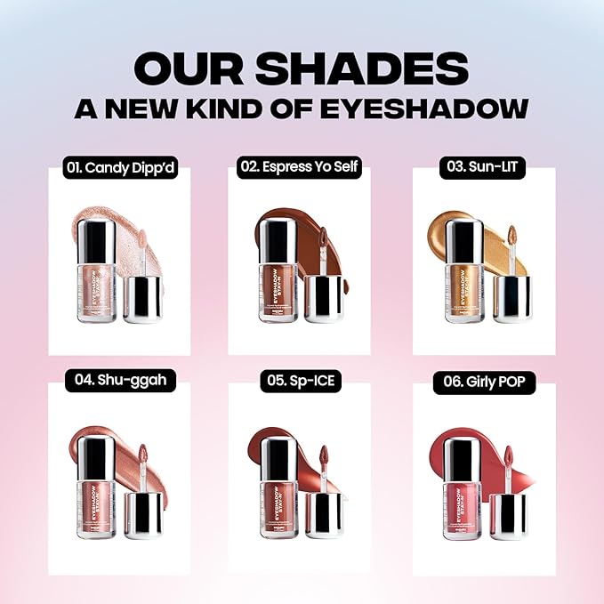Sacheu Liquid Eyeshadow STAY-N Longwear Eye Makeup — Buildable Highly Pigmented & Blendable Eye Shadow Cream in Matte & Shimmer Finishes, Candy Dipp’d