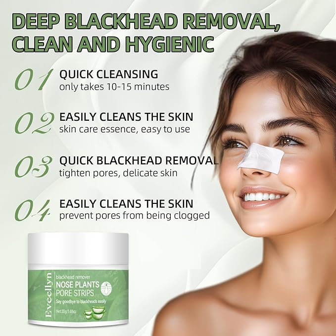 Blackhead Remover Mask 30g, Nose Pore Strips 60 pcs, Deep Cleansing Pore Strips for Blackheads,Tighten Pores for All Skin Type, Removes Impurities and Excess Oil, for Women and Men