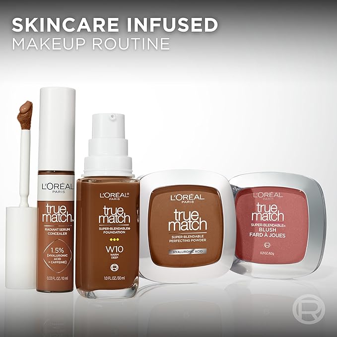 L'Oreal Paris True Match Super-Blendable Foundation, Medium Coverage Liquid Foundation Makeup, N8, Medium Deep, 1 Fl Oz