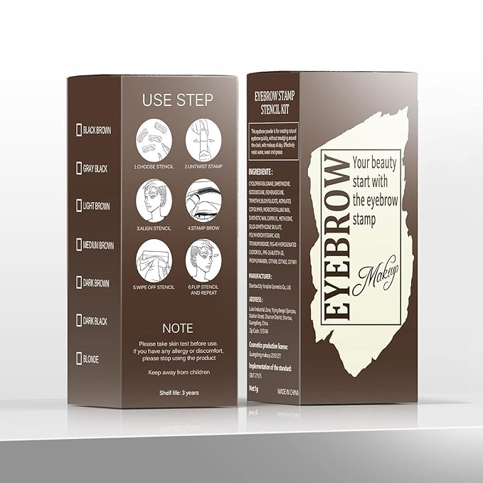Eyebrow Stamp Stencil Kit - Eyebrow Powder with Brush Long-Lasting & Waterproof Brow Shaping Kit with 24 Reusable Thin & Thick Eyebrow Stencils for Natural Eyebrow Color (Light Brown)