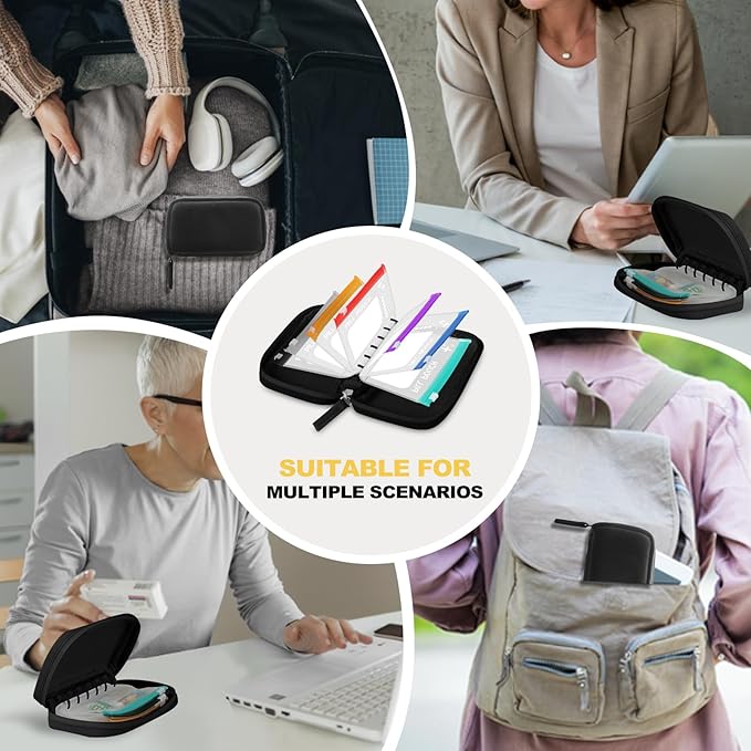 A7-L Water-Proof Pill Pouch Set, Large Pill Organizer, BPA Free, A7-L Pill Loose-Leaf Storage with Color-Coded Medicine Pouches, Reusable Travel Medicine Organizer, Zippered Pill Organizers Weekly