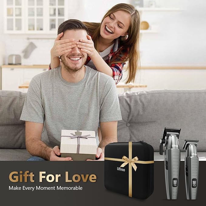 Ufree Professional Hair Clippers for Men, Clippers and Trimmers Set, Barber Clippers, Electric Beard Trimmer with Barber Bag, Gifts for Men,Gray