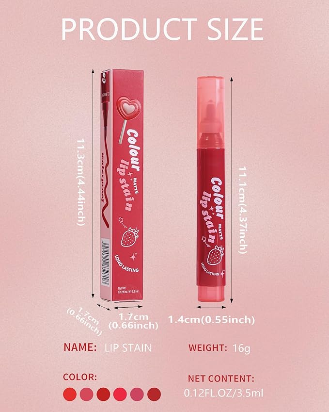 Lip Tint Stain Pen, Berry Red Waterproof Long Lasting Matte Lip Liner Stain Pencil, High Pigment Quick Dry Liquid Lipstick, Non Sticky Smudgeproof Lip Tint Gloss, Christmas Makeup Gift for Women-05