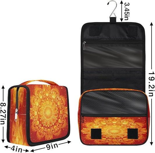 Travel Toiletry Bag for Women & Men Ethnic Mandala Flower Toho Hanging Cosmetic Organizer Portable Waterproof Makeup Case Make Up Bag with Compartments Travel Essentials for Bathroom Shower