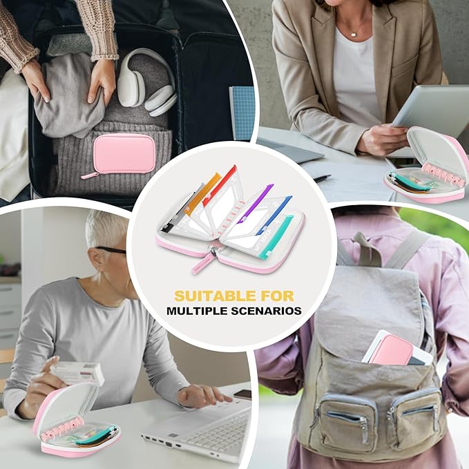 A7-L Timueetech Water-Proof Pill Pouch Set, BPA Free, A7-L Pill Loose-Leaf Storage with Color-Coded Medicine Pouches, Large Reusable Travel Medicine Organizer, Zippered Pill Organizers Weekly