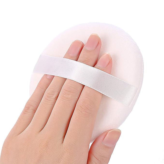 WSYUB Powder Puff, Powder Puff for Body Powder, Ultra Soft Large Velour Body Powder Puffs, 4.13 inch,4pcs,White, Round