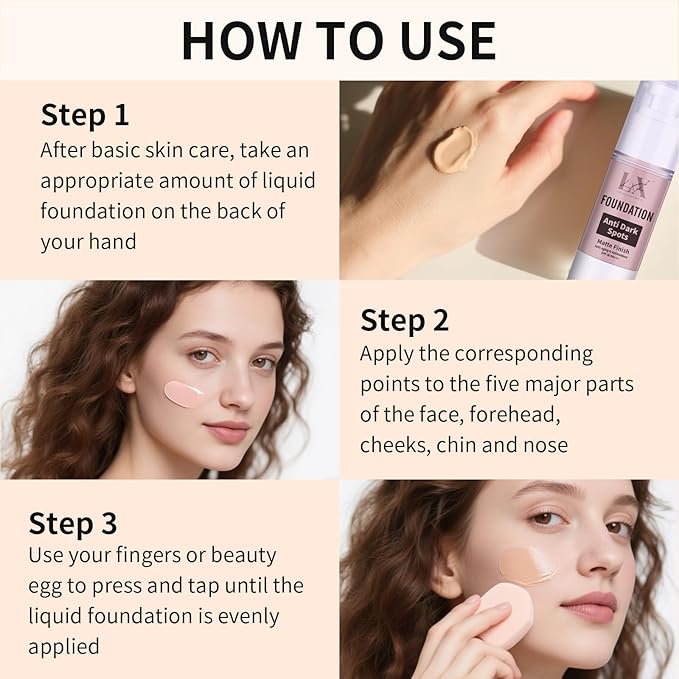 Anti-Dark Spot Liquid Foundation - Collagen Serum Foundation Infused with 2% Niacinamide, High Coverage For A Smooth & Satin Finish, 108 Light