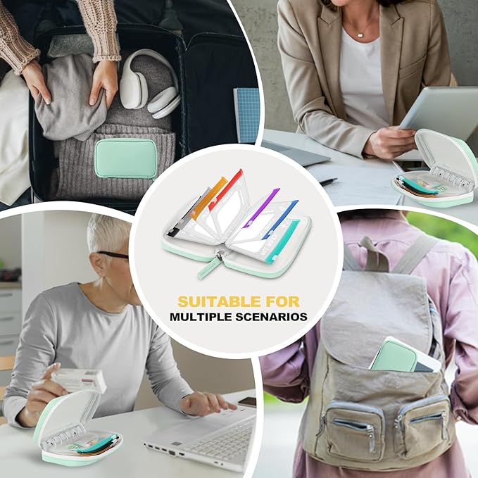 A7-L Water-Proof Pill Pouch Set, Large Pill Organizer, BPA Free, A7-L Pill Loose-Leaf Storage with Color-Coded Medicine Pouches, Reusable Travel Medicine Organizer, Zippered Pill Organizers Weekly