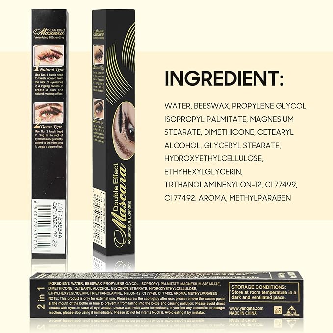 Volume and Length Tubing Mascara - Long-Lasting & Waterproof 2-1 Mascara Black Curling Eyelashes and Fast Dry, Easy to Apply & All Day Full, Vegan & Cruelty Free (Black, 0.28 fl. oz)