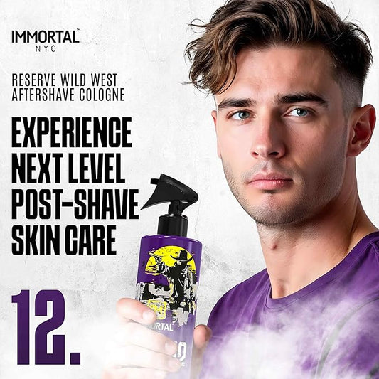 Immortal NYC Reserve 12 Wild West, After Shave Spray Body/Face Men's Cologne,17oz, Exclusive Barbers, Softens Skin, Refreshes, Disinfects and Relieves Face and Skin, Moisturizing Formula After Shaving