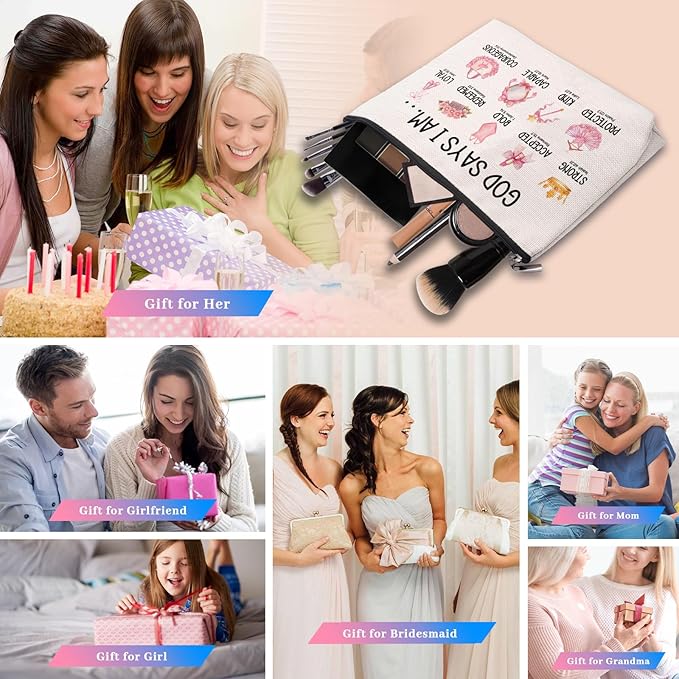Inspirational Christian Gifts for Her, Religious Gifts Motivational Dancer Ballerina Makeup Bag, God Says I Am Dancer Cosmetic Bag Makeup Pouch