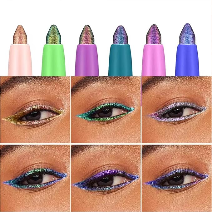 Green Eyeliner Chameleon Eyeliner Pen Eyeshadow Stick Colorful Cream Glitter Shimmer Eye shadow Waterproof Long Lasting Halloween Eye liner Pencil Party Stage Use # 02