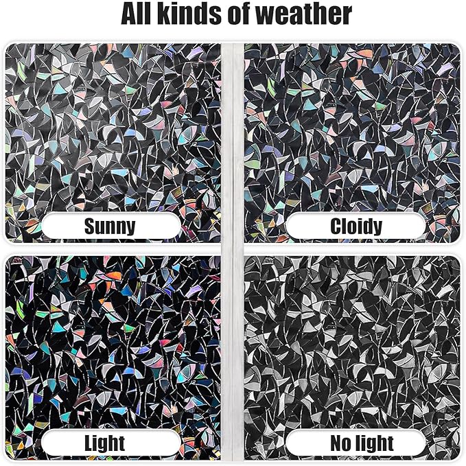 QHY Sunshine Total Blackout Window Film Privacy, Frosted Glass Window Film,Black Window Tint, No Glue, Detachable, no Marks, Suitable for Repeated use (Black Rainbow, 23.6 in X 157.4 in)