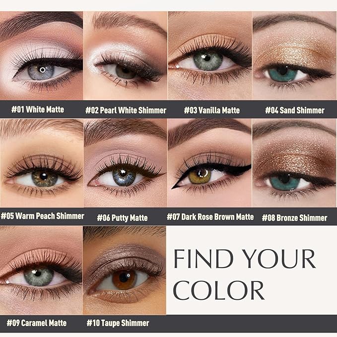 Eyeshadow Stick, Bronze Shimmer Cream Eyeshadow Long-Lasting Crease-Proof Glitter Eye Shadow Eyeliner Pencil High Pigmented Neutral Highlighter Makeup with Blending Brush & Built-in Sharpener